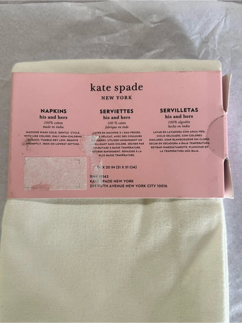 kate spade Cream and Black 'His & Hers' Napkin Set